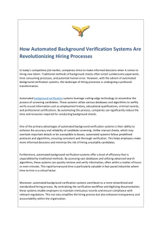 How Automated Background Verification Systems Are Revolutionizing Hiring Processes