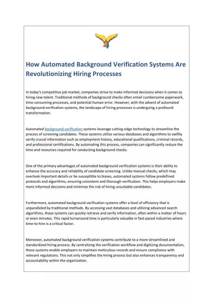 how automated background verification systems