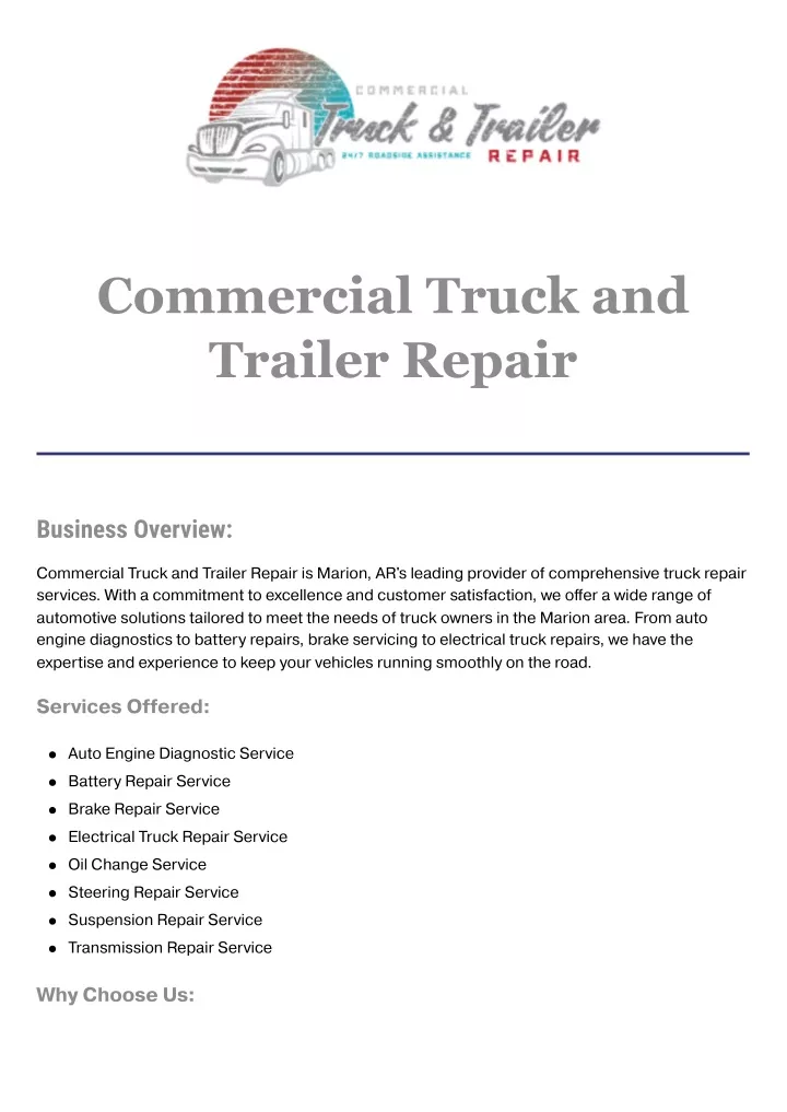 commercial truck and trailer repair