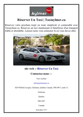 Réserver Un Taxi  Taxiaylmer.ca