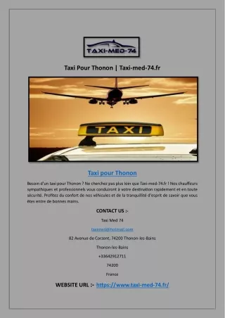 Taxi Pour Thonon | Taxi-med-74.fr