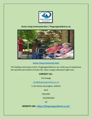 Senior Living Community Kent | Thegrangeashford.co.uk