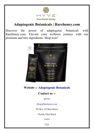 Adaptogenic Botanicals  Rarehoney.com