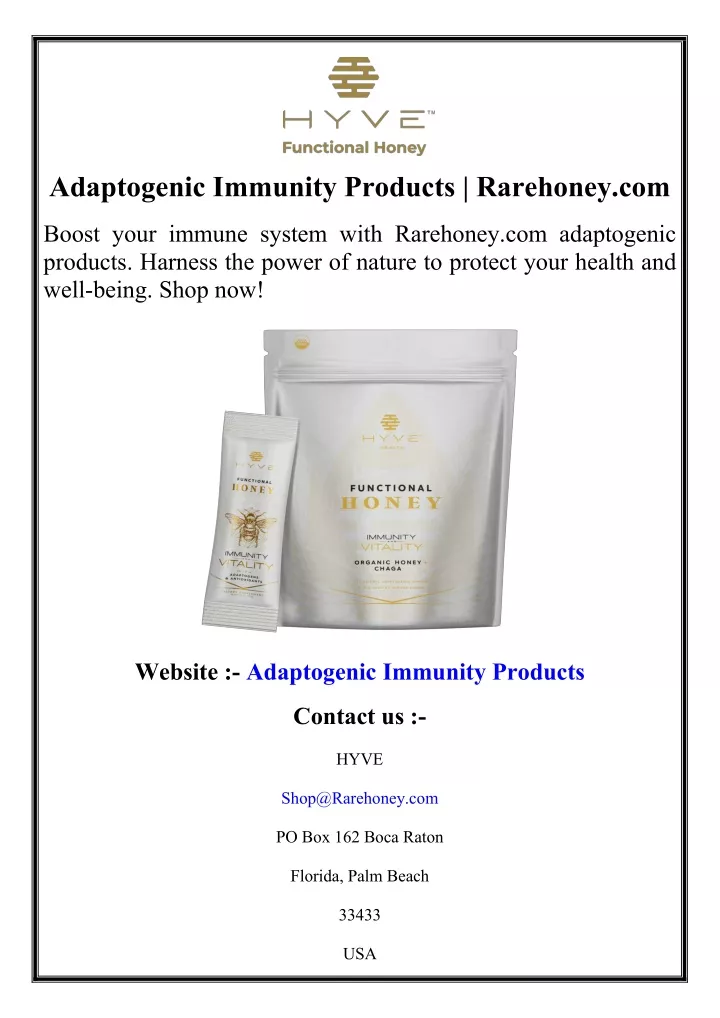 adaptogenic immunity products rarehoney com