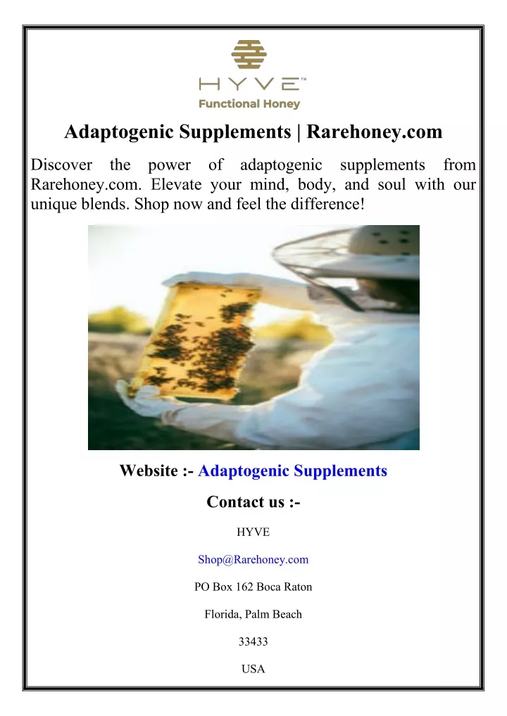 adaptogenic supplements rarehoney com