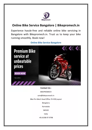 Online Bike Service Bangalore Bikepromech.in