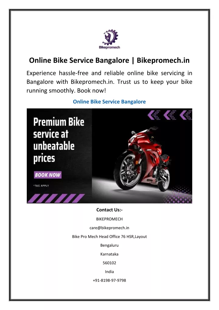 online bike service bangalore bikepromech in