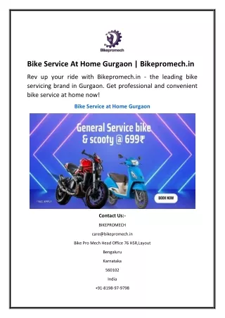 Bike Service At Home Gurgaon Bikepromech.in