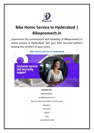 Bike Home Service In Hyderabad Bikepromech.in