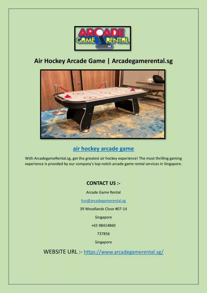 air hockey arcade game arcadegamerental sg