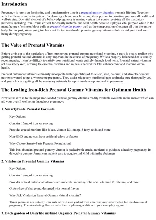The highest Iron-Loaded Prenatal Gummy Vitamins for Optimum Overall health