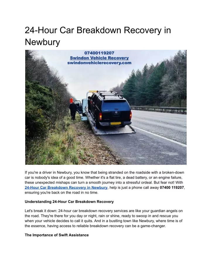 24 hour car breakdown recovery in newbury