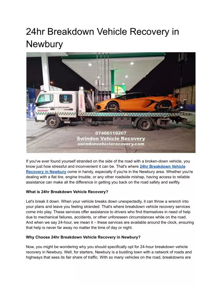 24hr breakdown vehicle recovery in newbury