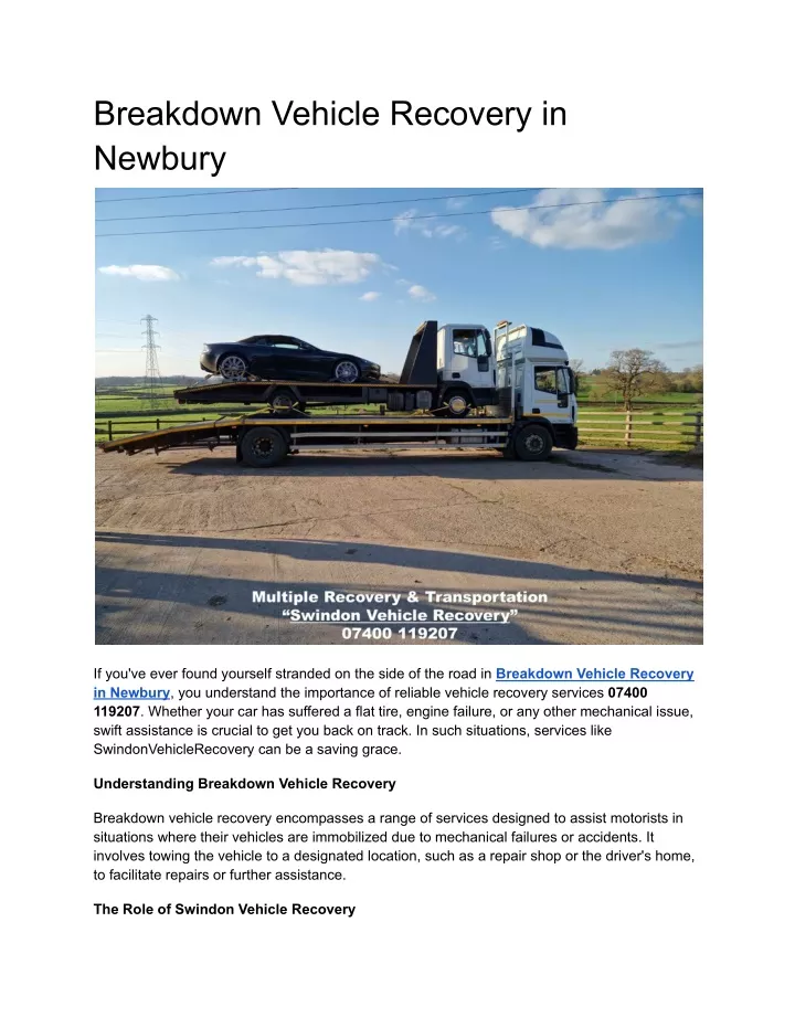 breakdown vehicle recovery in newbury