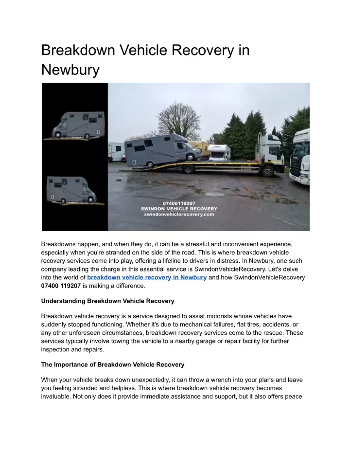 breakdown vehicle recovery in newbury