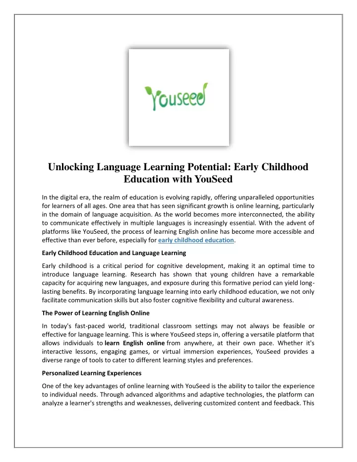unlocking language learning potential early