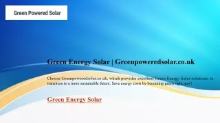 Green Energy Solar | Greenpoweredsolar.co.uk