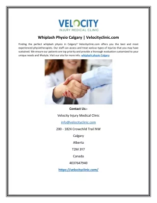 Whiplash Physio Calgary | Velocityclinic.com