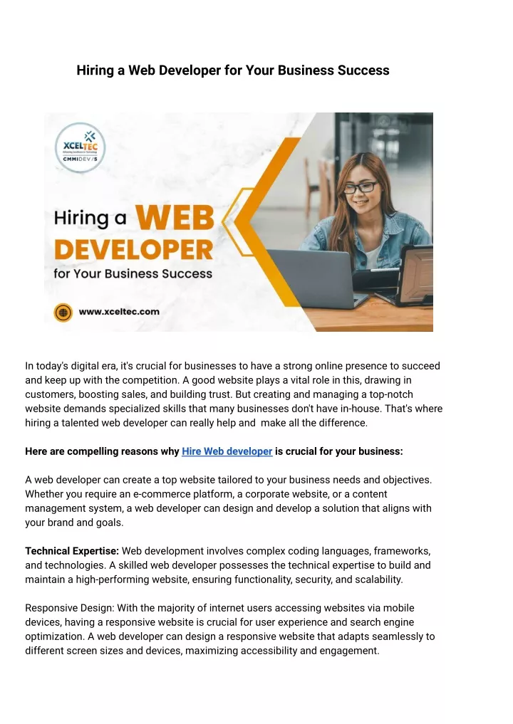 hiring a web developer for your business success