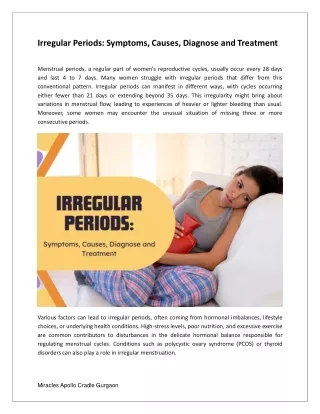 Irregular Periods Symptoms Causes Diagnose and Treatment