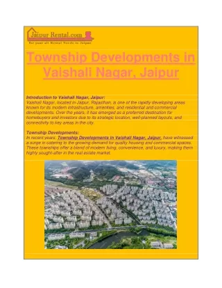 Township Developments in Vaishali Nagar