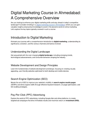 digital marketing course in ahmedabad a comprehensive overview