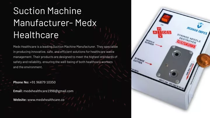 suction machine manufacturer medx healthcare
