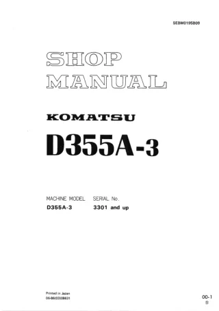 KOMATSU D355A-3 DOZER BULLDOZER Service Repair Manual SN 3301 and up