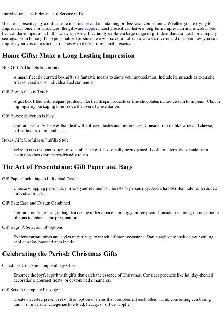 introduction the relevance of service gifts
