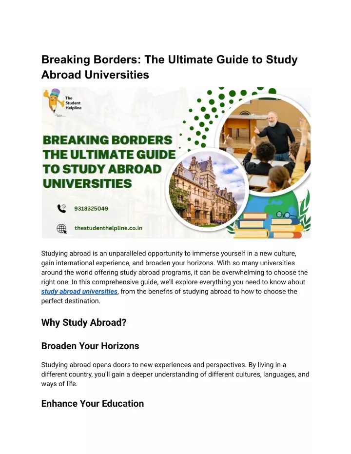 breaking borders the ultimate guide to study