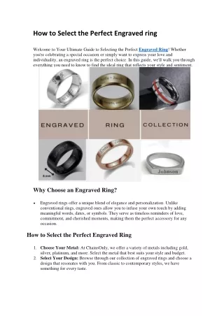 How to Select the Perfect Engraved ring