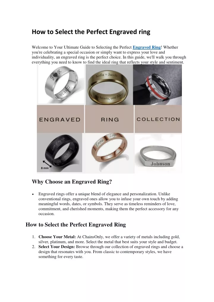 how to select the perfect engraved ring welcome