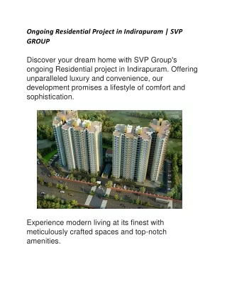 Ongoing Residential Project in Indirapuram | SVP GROUP