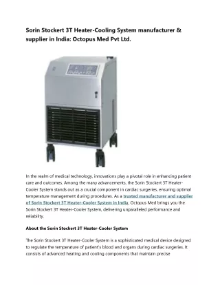 Sorin Stockert 3T Heater-Cooling System manufacturer & supplier in India: Octopu