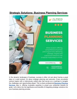 Strategic Solutions: Business Planning Services