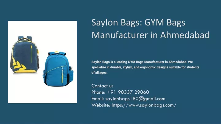 saylon bags gym bags manufacturer in ahmedabad