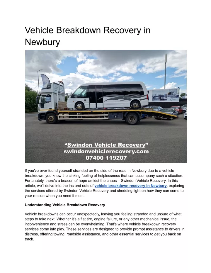 vehicle breakdown recovery in newbury