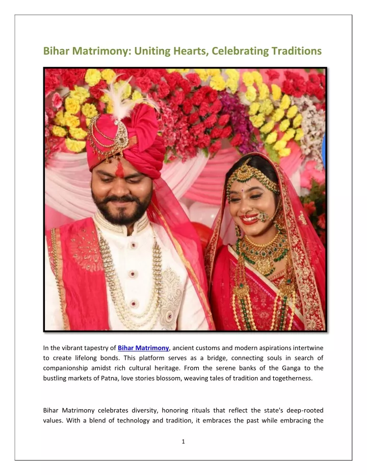 bihar matrimony uniting hearts celebrating