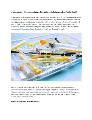 Importance of  Hazardous Waste Regulations in Safeguarding Public Health (8)