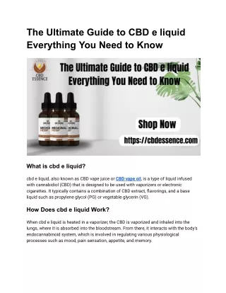 the ultimate guide to cbd e liquid everything