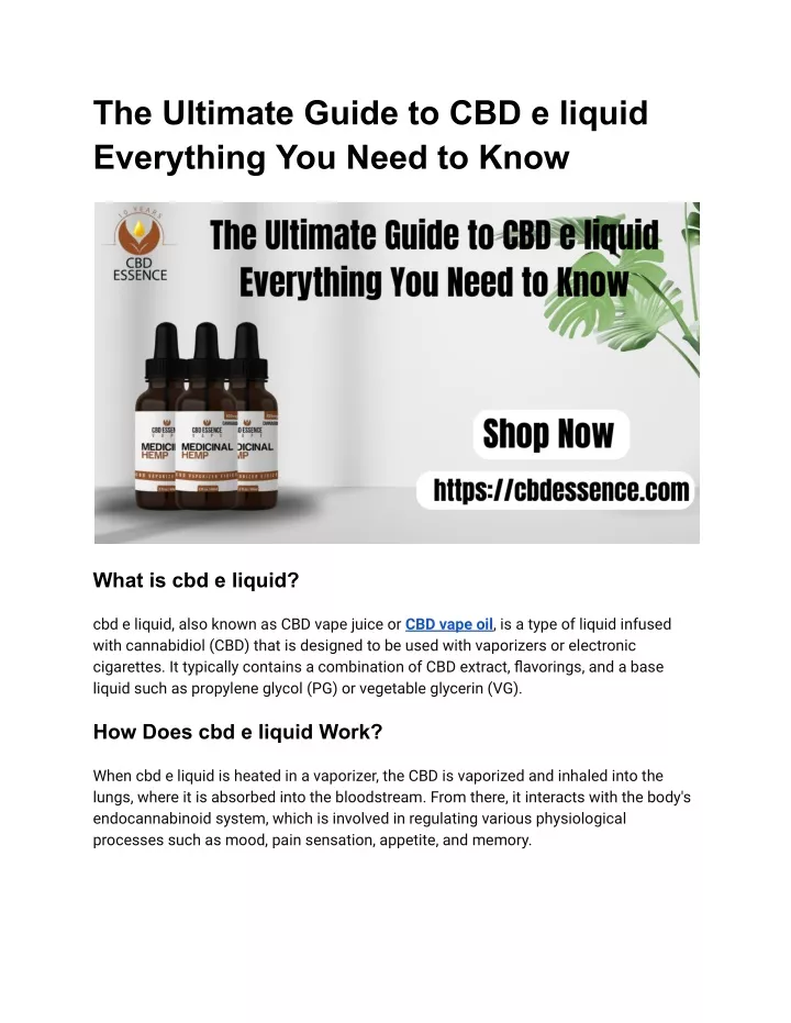 the ultimate guide to cbd e liquid everything