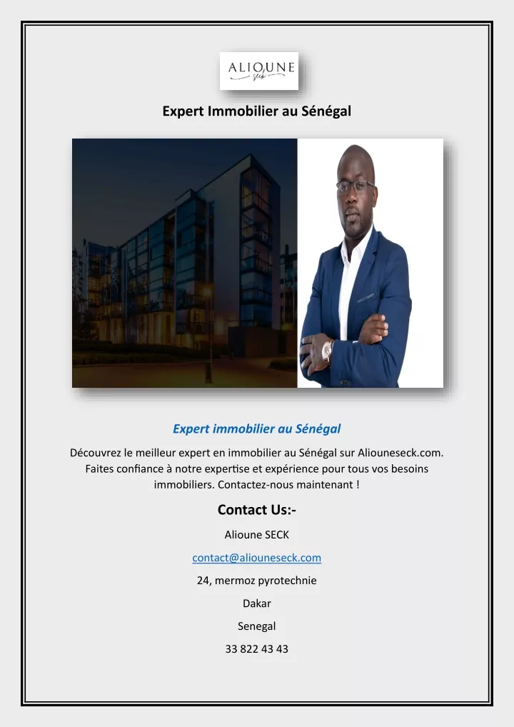 expert immobilier au s n gal