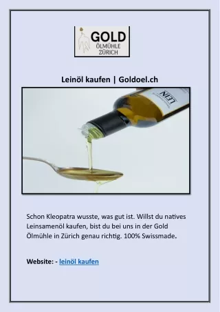 Leinöl kaufen | Goldoel.ch