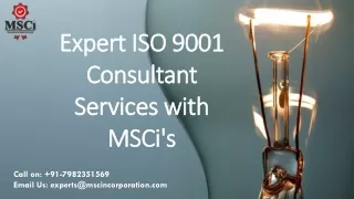 Expert ISO 9001 Consultant Services with MSCi's