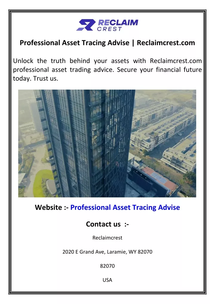 professional asset tracing advise reclaimcrest com