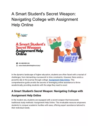 A Smart Student's Secret Weapon_ Navigating College with Online Assignment Help