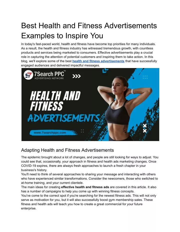 best health and fitness advertisements examples