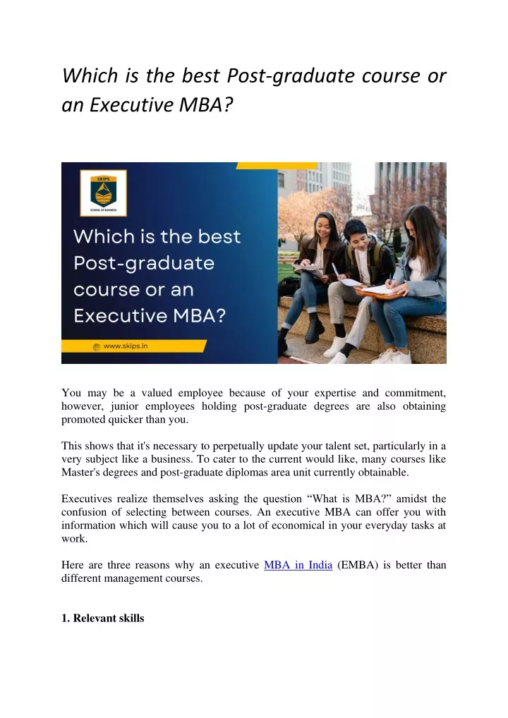 which is the best post graduate course