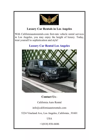 Luxury Car Rentals in Los Angeles