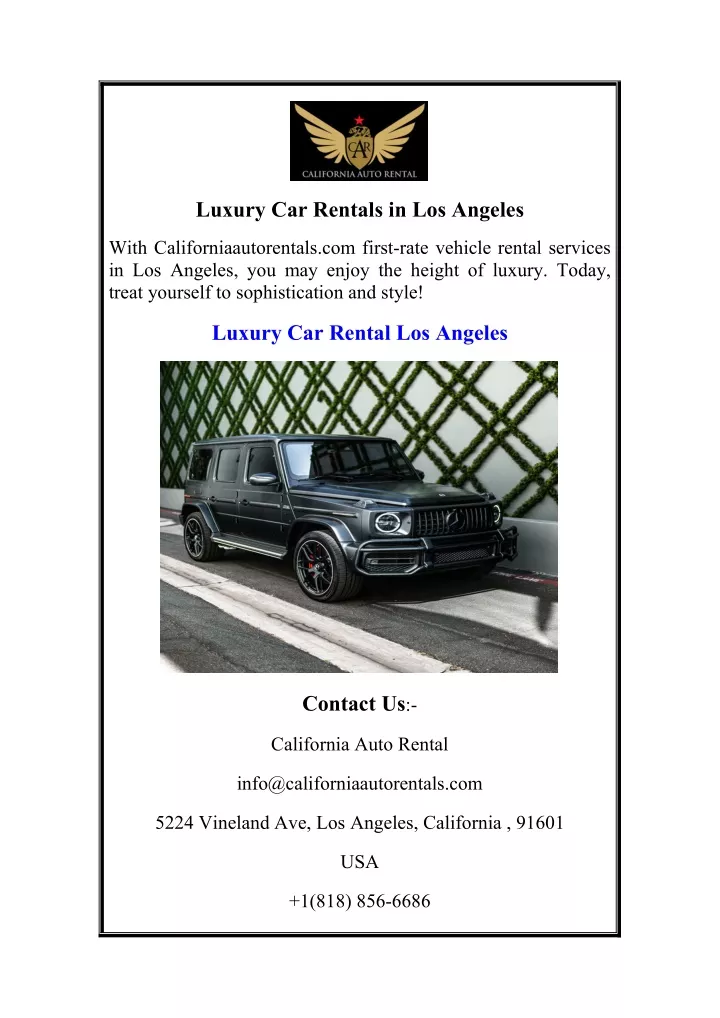 luxury car rentals in los angeles
